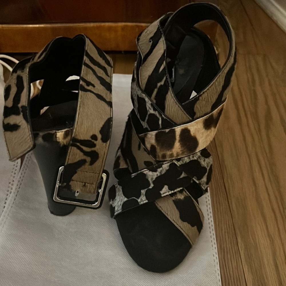 Guissepe Zanotti pony hair leopard print sandals